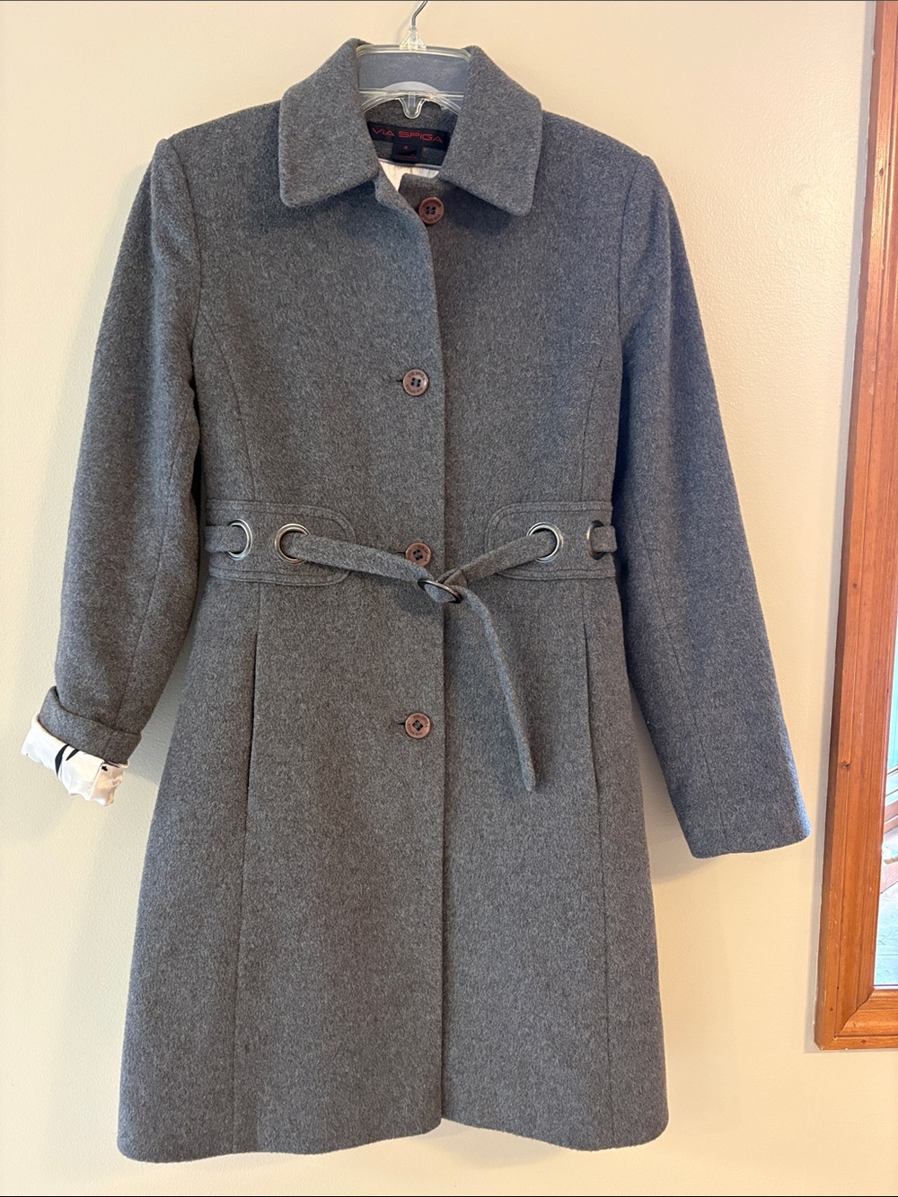Via Spiga Wool Cashmere Blend Gray Coat Size 4 Floral Lined